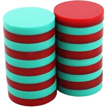 0.75 0.25 Inch Colorful Neodymium Round Magnets, Plastic Coated Magnet, Rubber Coated Magnets for Fridge, Office, DIY Crafts Red&Green - 10 Pack