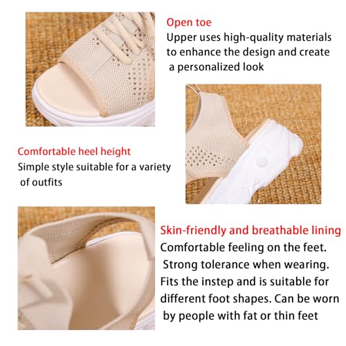 Women's Open Toe Tennis Shoes – Orthopedic Wedge Sandals with Arch Support, Breathable Mesh Lace-Up Sneaker Sandals, Thick Soled Walking Shoes for Summer, Casual Beach & Outdoor Wear3