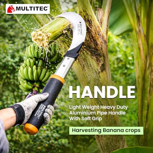 Image of MULTITEC Coconut Tree Pruner MCP31 | 500mm Alloy Steel Blade with 31 inch Aluminium Handle | Manual Coconut Cutter & Banana Stem Cutting Tool | Lightweight, Corrosion-Resistant Harvesting Saw