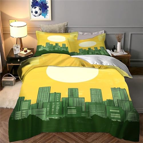 Housse de couette lavable machine à motif coucher de soleil 3D infroissable - 6