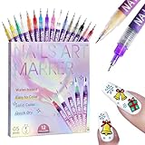 12 Stück Nail Art Marker Set, Nagellackstifte für Nägel, Nagellack Stift DIY Nagelkunststift für Präzises Design, Schnelltrocknende Nagellackstifte für Profis und Anfänger
