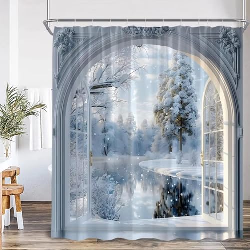 Rideau de douche neige pour s'évader dans une salle de bain au style européen - 2