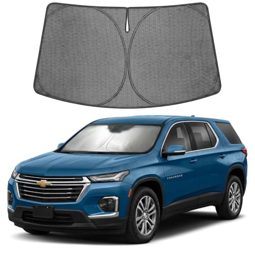 Proadsy Windshield Sun Shade Custom Fit Chevrolet Traverse 2024-2026 Ice Crystal Black Front Window Sunshade UV and Heat Blocker Foldable Visor Keeps Car Cooler for Summer Parking and Daily Use