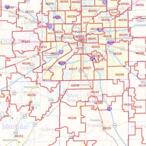 Miniatura 2 de Indiana Código Postal Mapa - 36" x 48" Laminado