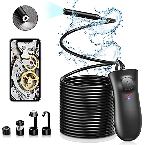 Borescope Inspection Camera,1280P HD IP68 Waterproof 5.5mm Wireless Industrial Endoscope,Adjustable 8 LED Light,Dual Lens Snake Camera Flexible Semi-Rigid Cable,Pinhole Camera for iPhone,Android Borescope Inspection Camera,1280P HD IP68 Waterproof 5.5mm Wireless Industrial Endoscope,Adjustable 8 LED Light,Dual Lens Snake Camera Flexible Semi-Rigid Cable,Pinhole Camera for iPhone,Android