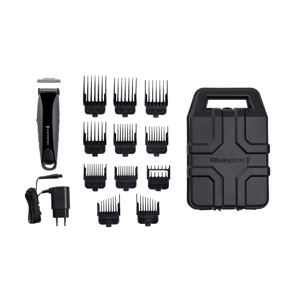 Remington Tondeuse Cheveux [Anti-Choc] Indestructible (Coque Poycarbonate, Moteur Pro résistant, Lames Acier Japonais, 11 Sabots 3-25mm, Batterie Lithium, Autonomie 120min, Mallette) Tondeuse HC5880