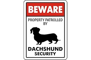 Beware Property, Patrolled by Dachshund: A Canine Caution Metal Sign