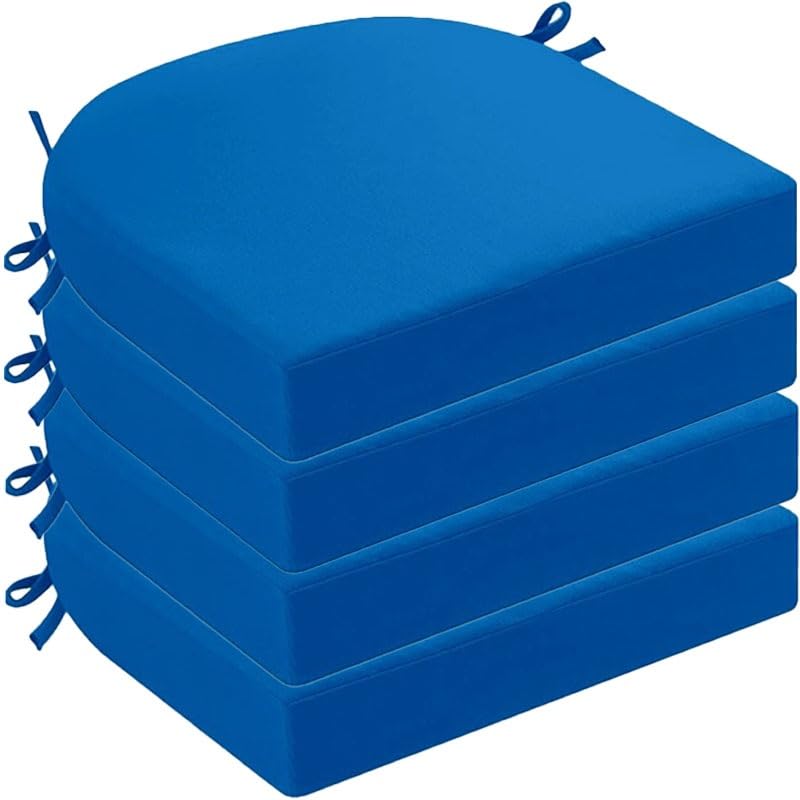 DOGACA Outdoor Chair Cushions Set of 2 4 6, Waterproof U-Shaped Seat Cushion with Ties & Zipper, Removable Washable Patio Chair Pads for Garden, Patio, Camp(20,4pcs:40 * 40 * 8cm)