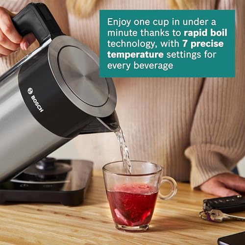 Bosch Sky Variable Temperature Cordless Kettle, TWK7203GB, Black/Silver - Image 4