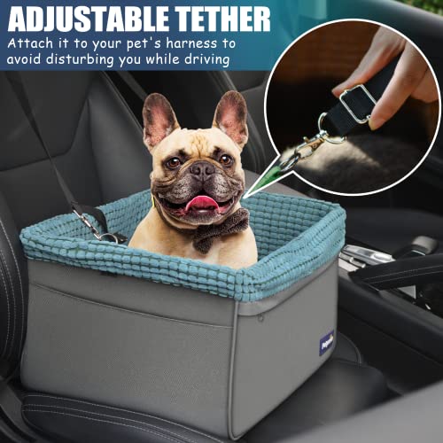 Petprsco Pet Car Seat For Small Dogs & Cats 20Lbs, Deluxe Dog Booster Seat With Clip-On Adjustable Leash, Portable Puppy Car Seat For Front & Rear Seat (Blue) #TOP1
