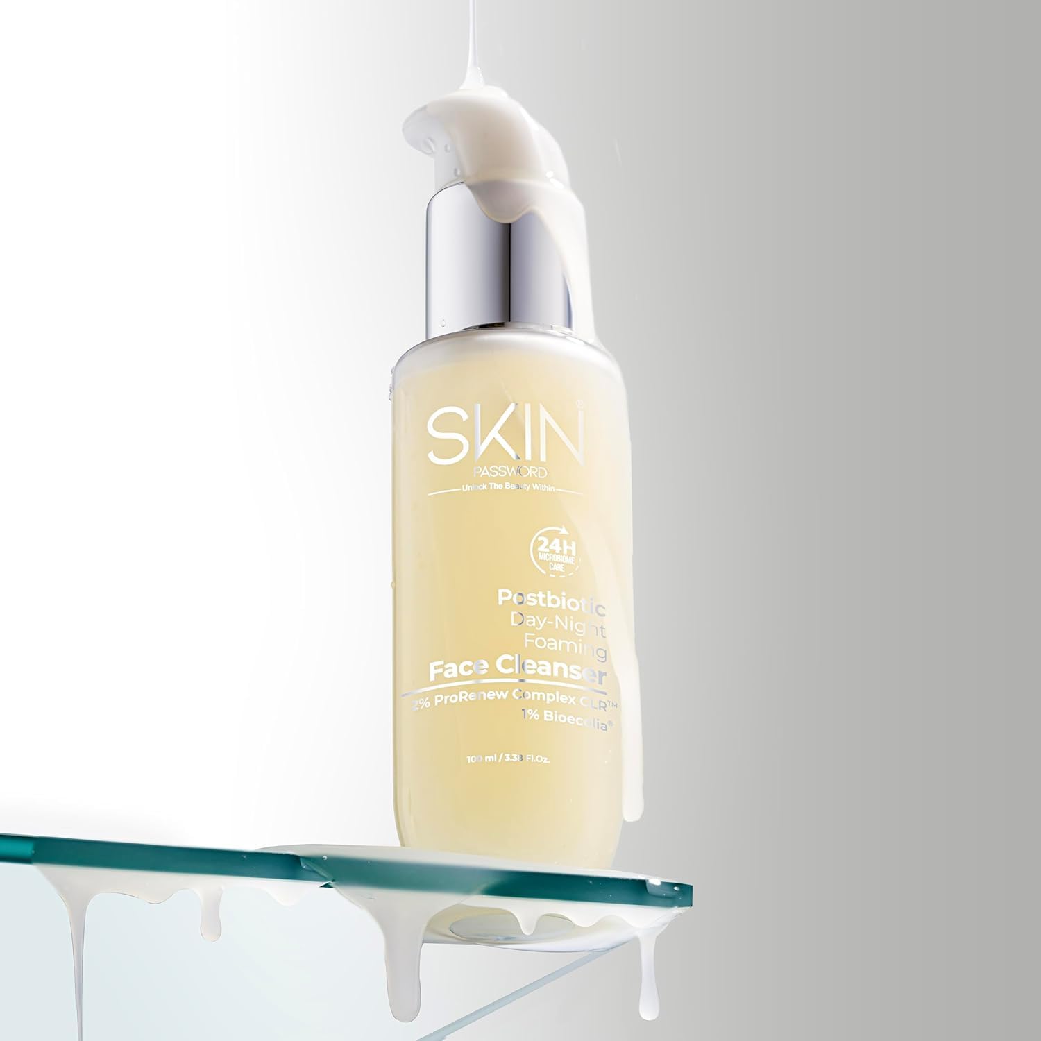 Day-Night Foaming Face Cleanser - 24H Microbiome Care | 2% ProRenew Complex CLR™ 1% BioEcolia® | Rejuvenating Postbiotic Formula | Hydrate & Protect Skin | 100ml