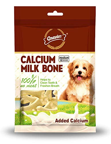 Gnawlers Dog Calcium Bone, Made up of Whey Protein, Added Calcium & Essential Oils, Best Healthy Dog Bones to Clean Teeth and Freshen Breath, 12in1, Medium, 270gm, Pack of 2