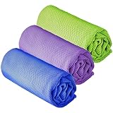 YQXCC 3 Pcs Cooling Towels | 120x30 cm | Cool Cold for Neck | Microfibre Soft Breathable Chilly | for Sports Yoga, Golf, Gym, Camping, Running & More Activities