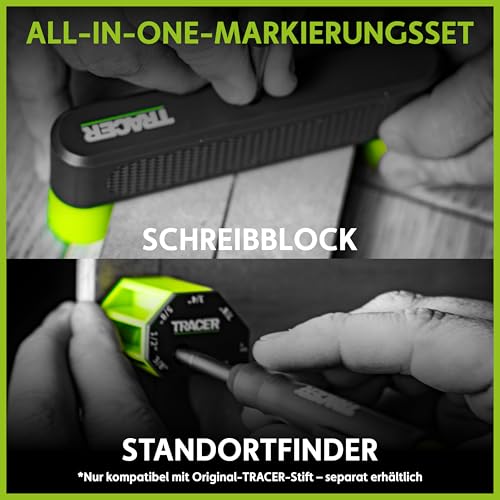 Tracer Markierungshilfe-Set - Mittenfinder/centre-finder und Markierungswerkzemit Scribe Block