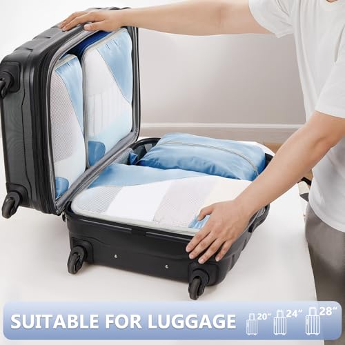 Image of 8 Set Packing Cubes for Travel, Gifts for Women Mom,Anti-Tearing Suitcase Organizer for Luggage with Shoe & Hanging Toiletry Bag,OlarHike Vacation Essentials & Accessories for Cruise Ship,Blue
