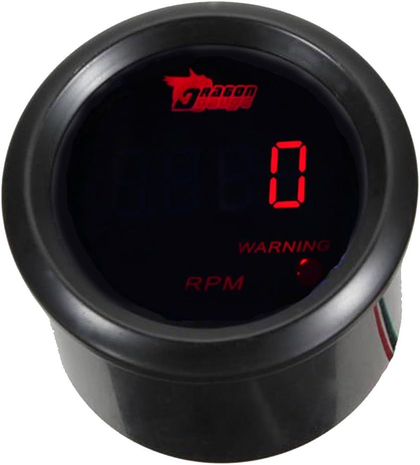 ESUPPORT Car 2" 52mm Digital Tacho Gauge Red RPM Tachometer 0-9999 Automotive