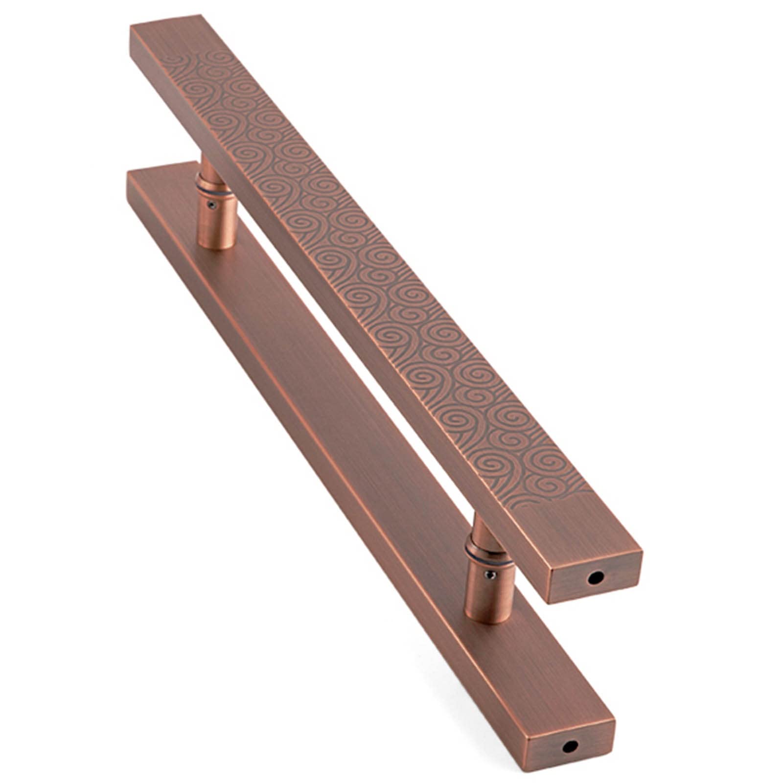CWCQGH Door Handles Rectangular Entrance Door Handles, Double Sided Push and Pull Handles Stainless Steel,Red Bronze-40cm/15.7inch