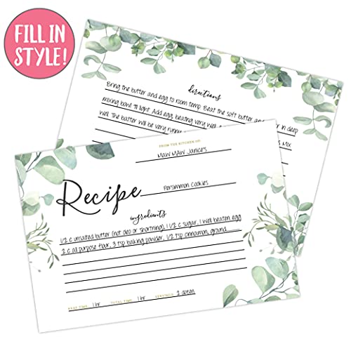 image for Your Main Event Prints 50 Eucalyptus Double Sided Recipe Cards for Wed
