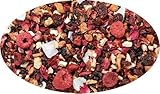 Un té de fruta fuerte y completo con deliciosos aromas de frambuesas frescas y cerezas crujientes y maduras. Aromas cremosos y afrutados, dulces y exóticos completan el sabor de forma armoniosa. Una buena porción de trozos de banana liofilizada también le da al té un ligero sabor dulce y afrutado.