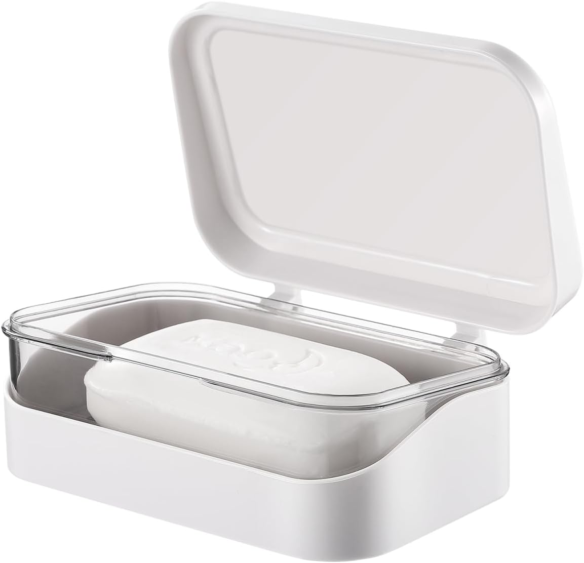 Didiseaon Large Bar Soap Container Draining Holder with Lid White Box Travel Case for Bathroom Shower Kitchen Sink Organization Restroom Accessories Portable Cleans Toiletry Storage Apartment 5 inches