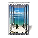 HommomH 48' x 72' Shower Curtain with Hooks Bathroom Waterproof Beach Window