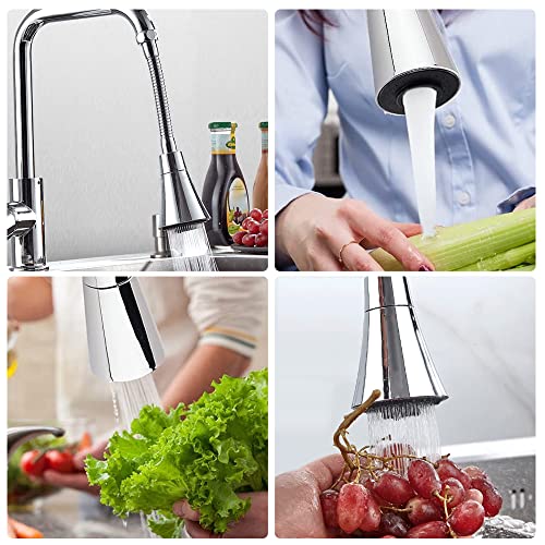 Image of Kitchen Faucet Head Replacement, Kitchen Sink Faucet Parts, Pull Down Faucet Sprayer Head Nozzle, Stream Spray and Pause Mode Can Rotate 360(Faucet with Nozzle, Set of 2)