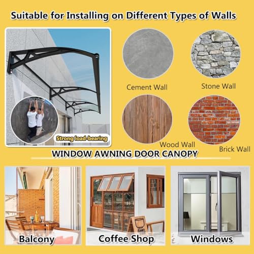 Auvent polycarbonate d'extérieur haut de gamme avec gouttière 140cm - 7
