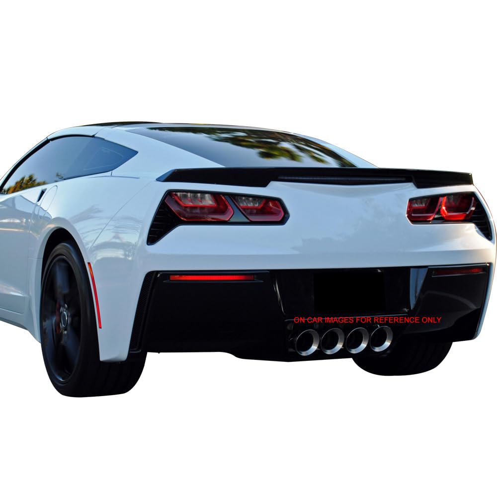Pre-Painted Trunk Spoiler Compatible with 2014-2019 Chevrolet Corvette C7, Factory Style Painted Arctic White # WA9567 ABS Car Exterior Rear Wing Tail Roof Top Lid by IKON MOTORSPORTS