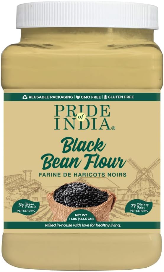 Pride of India- Black Bean Flour 1 lbs (454 gm) Rich Earthy Taste Freshly Milled in Small Batches | Ideal for Cakes Gravies Noodles Smoothies Custard | Vegan, Gluten-Free