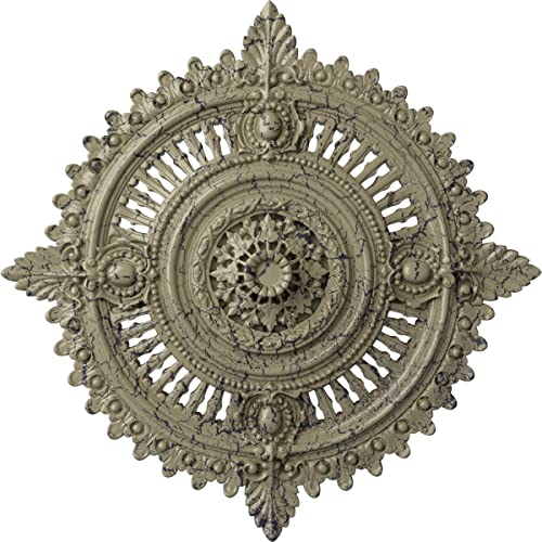 Image of Ekena Millwork CM29HYCSC Haylynn Ceiling Medallion, Castle Stone Crackle, 29 1 /8 inchOD x 1 1 /4 inchID x 4 inchP
