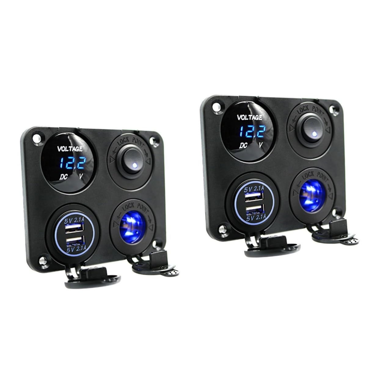 HOMSFOU 2 Pezzi 4 1 Convertitore Per Auto 21a Caricabatterie Usb Doppio Led Voltmetro 12-24v Tensione Universale Per Veicoli Barca