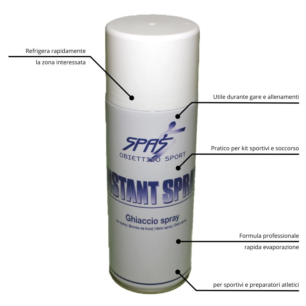 SPAS Ghiaccio Spray Sportivo 400 ml refrigerante istantaneo per contusioni, traumi, ematomi e attività sportiva per sollievo rapido con mentolo - made in italy | 1 pz