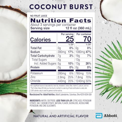 Image of Pedialyte Electrolyte Drink, Hydration Drinks for Kids & Adults, Coconut Burst, 1 Liter, Pack of 4