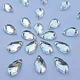 300Pcs 0.31x0.51″ Drop Shape Crystal Clear Acrylic Sew On Rhinestones Flatback Sewing Stones for Clothes Dress Crafts Garments Accessories (Silver)