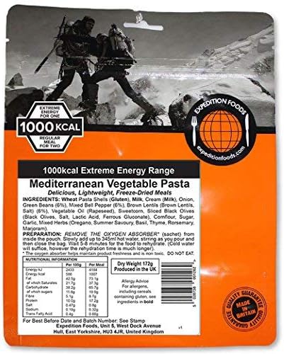 Expedition Foods Mediterranean Vegetable Pasta | Freeze-Dried Camping & Hiking Food