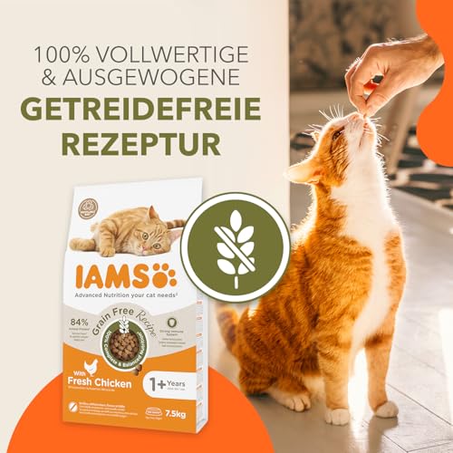 IAMS Katzenfutter trocken getreidefrei mit Huhn - Trockenfutter ohne Getreide für Katzen ab 1 Jahr, 2,5 kg