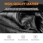 Genuine Sheepskin Leather Gloves for Men, Soft Cashmere Winter Warm Touch Screen Gloves Motorcycle Driving Gloves - Image 4