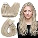 Ugeat 14" 1g/Strand 50 Gram Micro Ring Beads Hair Extensions Real Human Hair Extensions Piano Color Ash Blonde 18 Fading to Color 613 Blonde Micro Rings Loop Human Hair Extensions