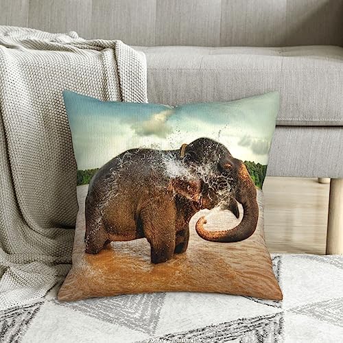Housse de coussin velours côtelé éléphant pour canapé et lit doux - 8