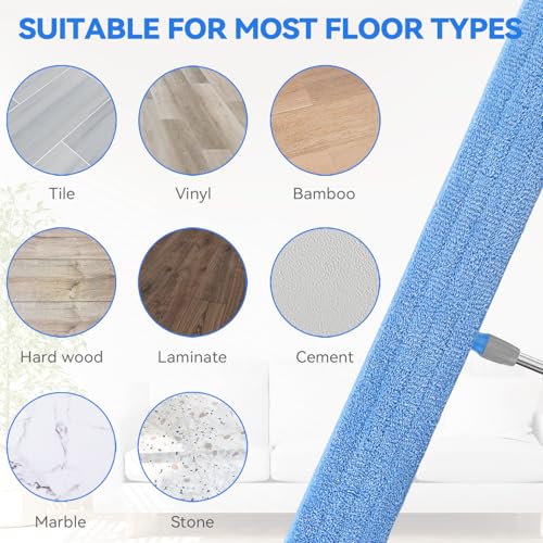 Image of 48 inch Microfiber Pad for Rubbermaid Commercial 48 Inch Mop Head - 4 Pack Replacement Wet & Dry Commercial Reusable Cleaning Mop Refills Fit for Any Microfiber Flat Mop System 48 inch