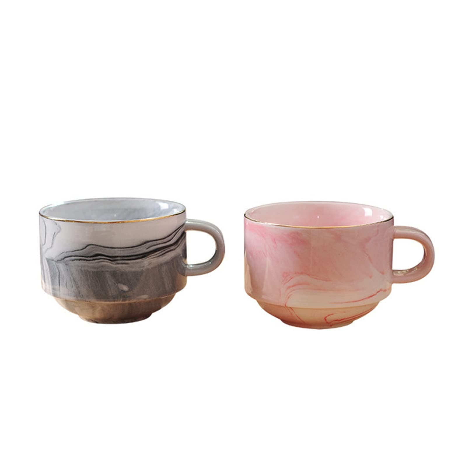 Marmurowa kawa milka kubek zestaw domu śniadanie filiżanka popołudniowa herbata zestaw ceramiczny kielich złota spodek (Color : Pink)