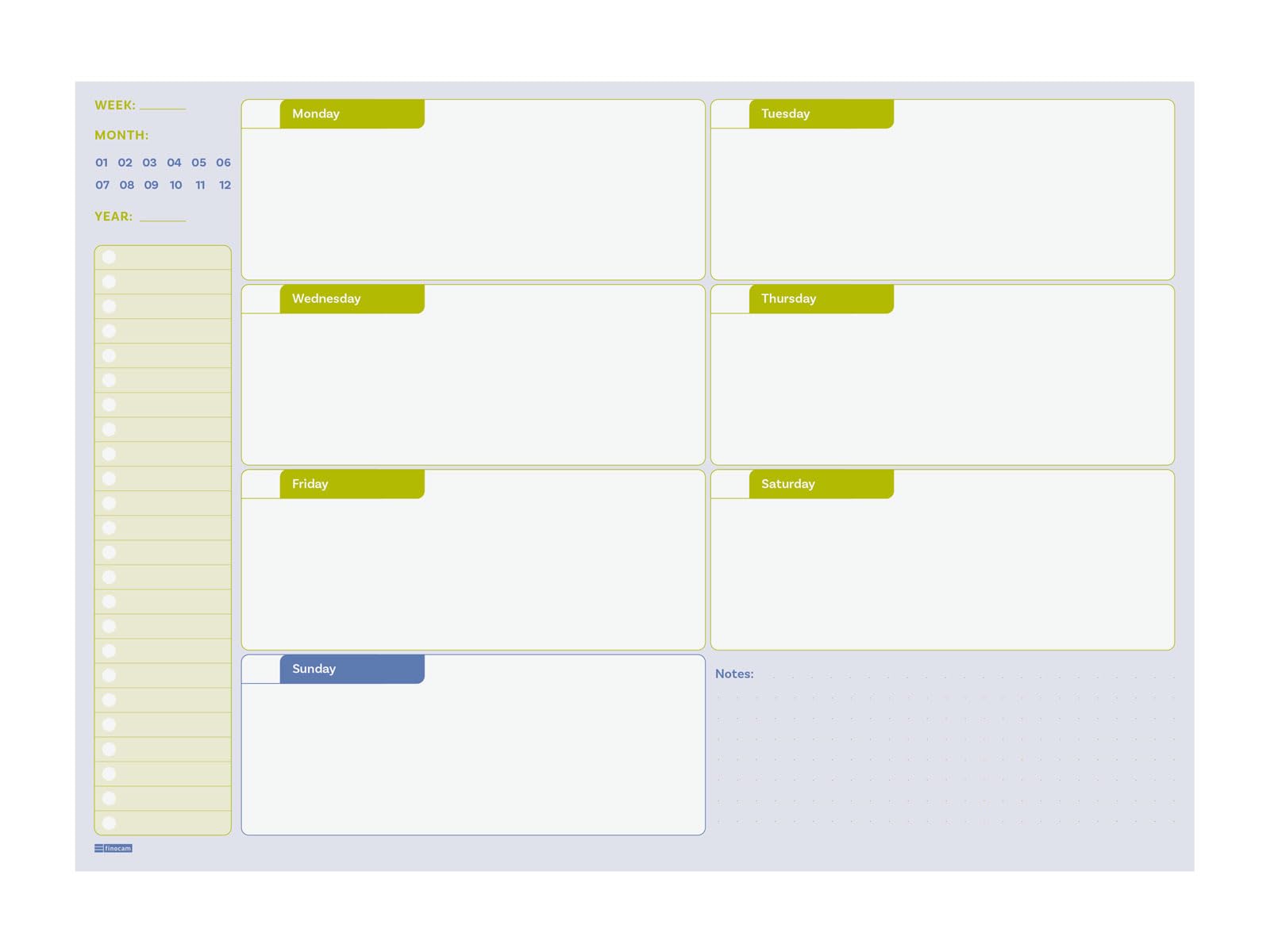 Finocam Bari Undated Weekly Planner | Weekly View Horizontal Layout · International