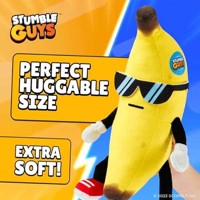 Stumble Guys 12-Inch Huggable Plush Collection - Soft & Cuddly Character Toys, Collect Mr. Stumble, Sprinkles, Banana Guy, & Leonidas, Official Merchandise (Banana Guy)