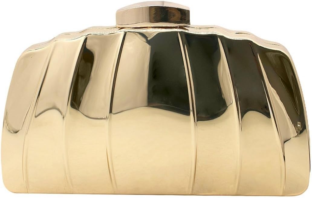 Women Sparkly Clutch Purse Unique Metallic Evening Bag Metal Box Handbag Purse Wedding Party Clutch Shoulder Bag