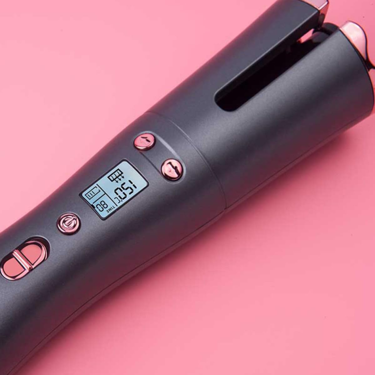 Rizador Automático Inalámbrico, Rizador Profesional de Cerámica Recargable 5200 Mah, Temperatura 150-200 ℃, Pantalla Lcd y Temporizador, para Cabello Largo y Medio