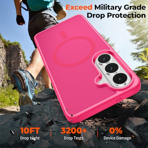 Image of SUPFINE Magnetic for Samsung Galaxy S26 Plus Case with Screen Protector, (Built-in Magnets) (Military Grade Drop Protection) Slim Translucent Shockproof Phone Case,Hot Pink