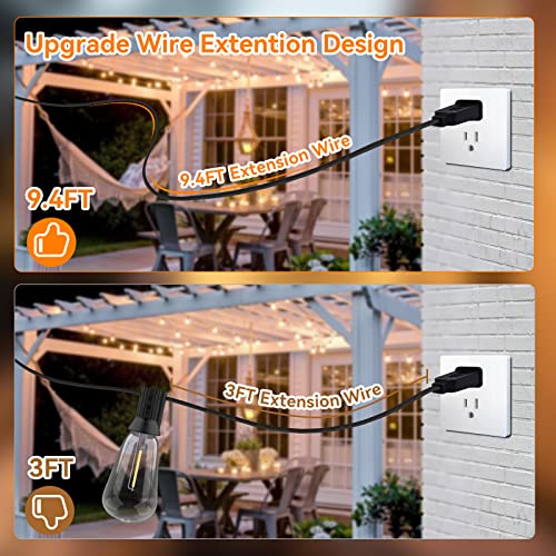 Lotelu 52Ft Led Outdoor String Lights,Patio Lights With 27 Shatterproof St38 Vintage Edison Bulbs(2 Spare),Outside Hanging Lights For Bistro Cafe Backyard Gazebo With 6.4Ft Extra Extension Cord #TOP6