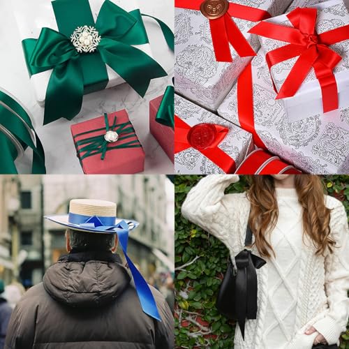 Image of Double Face Satin Ribbon 2 inch X 25 Yards Polyester Navy Blue Ribbon for Gift Wrapping Very Suitable for Weddings Party Hair Bow Invitation Decorations and More