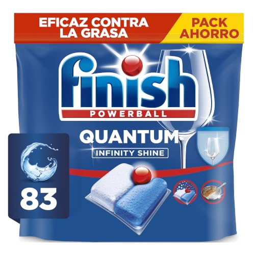 Finish Powerball Quantum Infinity Shine Pastillas para el Lavavajillas, limpieza potente y protección del cristal, 83 pa