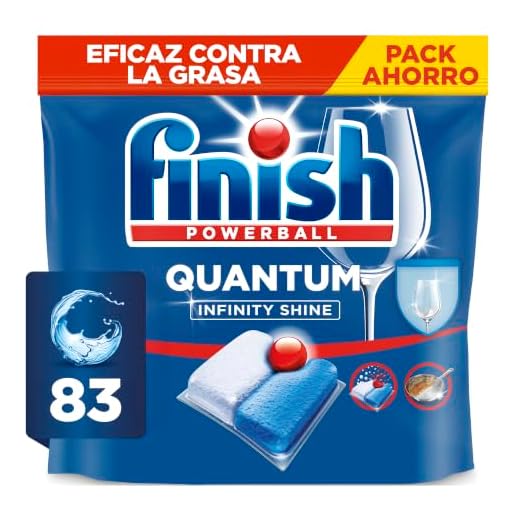 Finish Powerball Quantum Infinity Shine, pastillas para el lavavajillas con protección del cristal, 83 pastillas